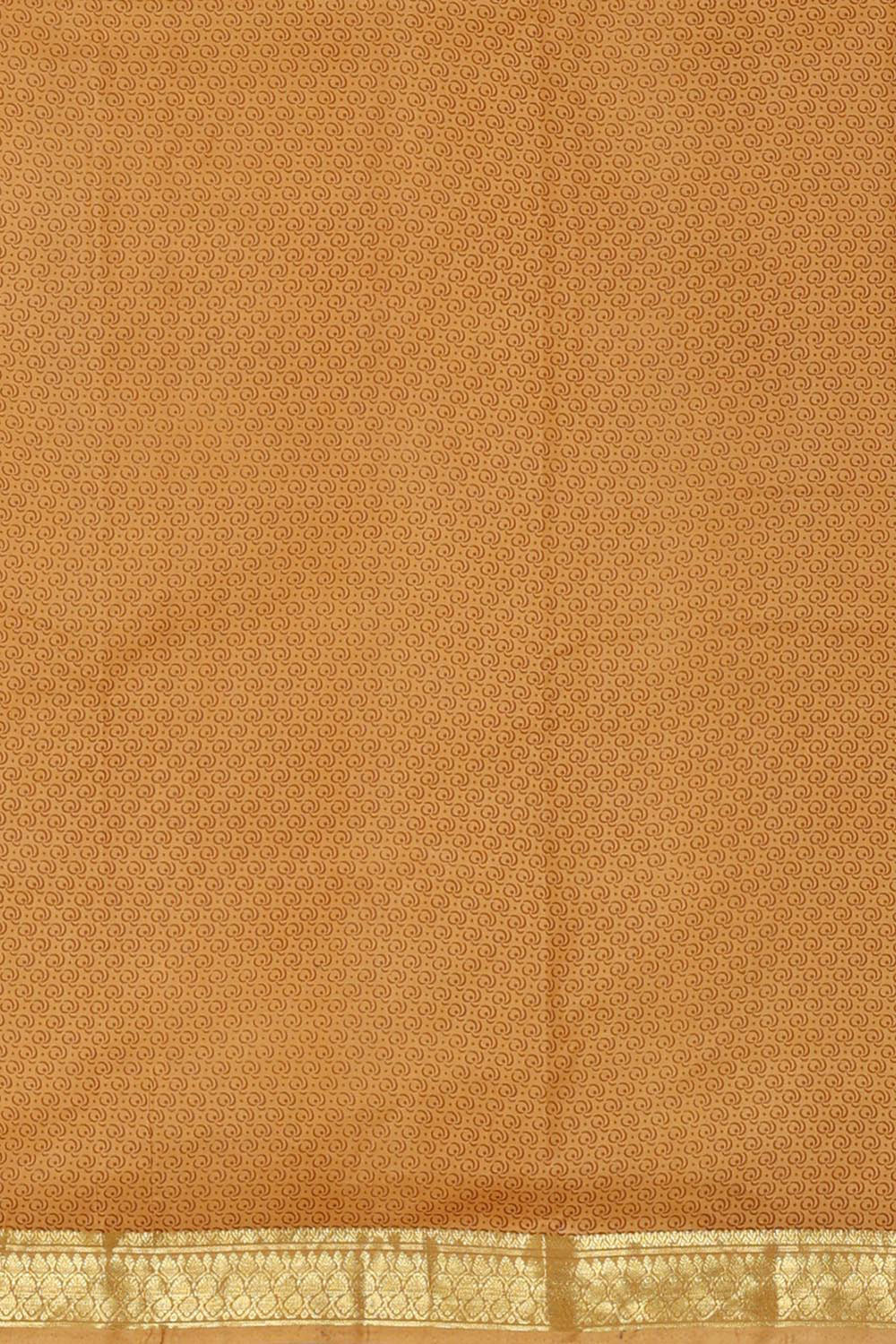 Image of Printed Creamy Yellow Silk Saree